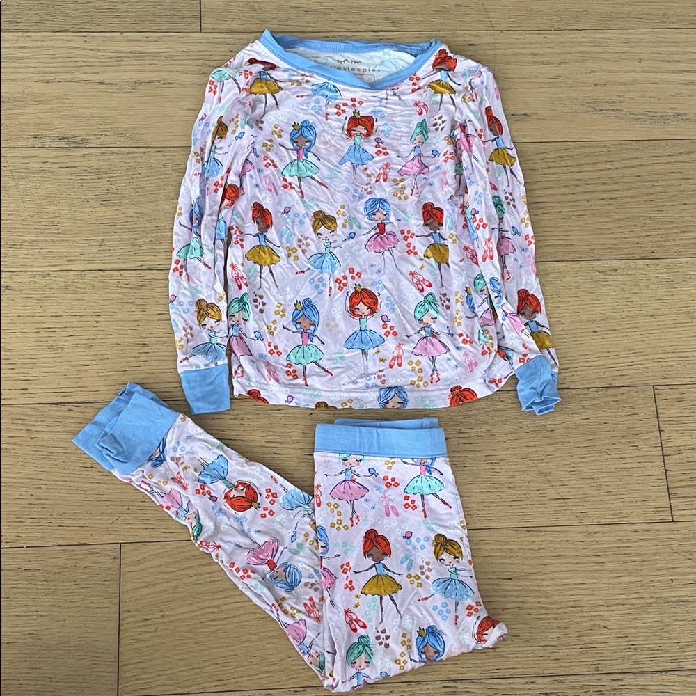 Little Sleepies Pink and Blue Ballerina Pajama Set Sz 3T!